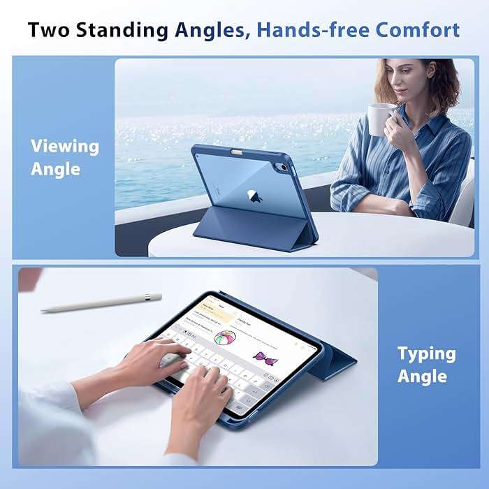 TiMOVO Case for iPad (A16) 11th Generation 11 Inch 2025, iPad 10th Generation Case 10.9 Inch 2022 with Pencil Holder,Slim Protective Cover with Clear Back Shell,Auto Wake/Sleep, Abyss Blue - Image 7