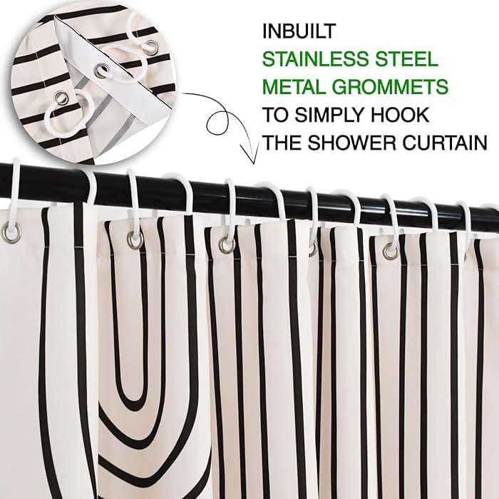 GKLEASG Boho Mid Century Shower Curtain, Minimalist Abstract Arch Simple Sun Modern Machine Washable Waterproof for Bathroom Decor Bathtub with 12 Hooks 72x72 - Image 5