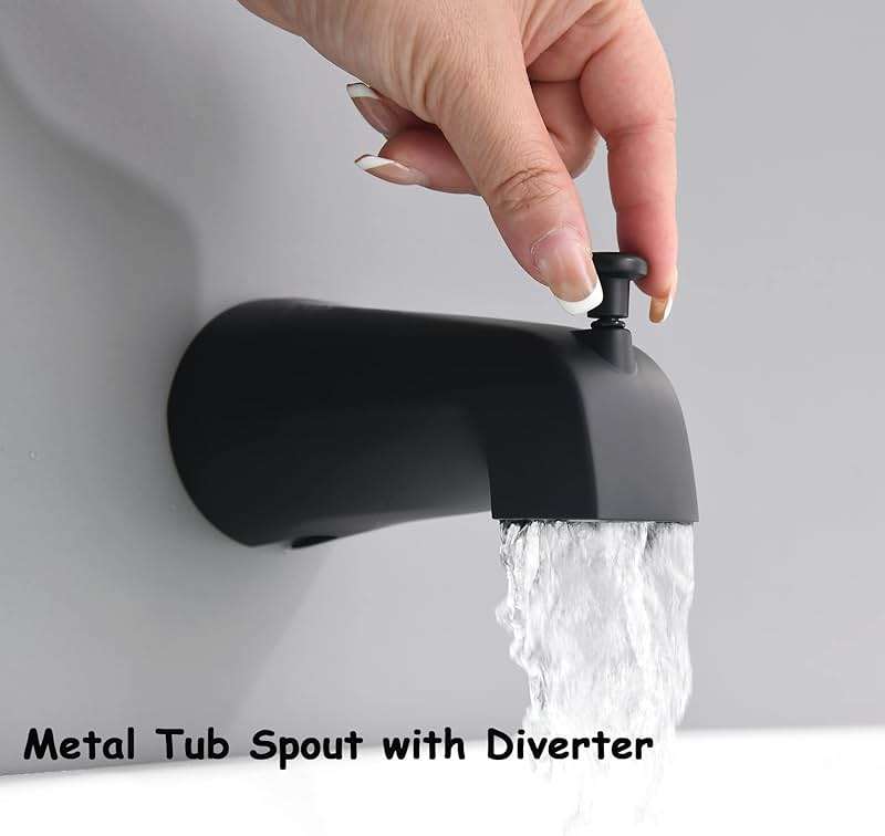 FROPO Black Shower Faucet Set with Tub Spout - Tub and Shower Faucet Combo| Dual 2 in 1 Shower System with Handheld Showerhead 3-way Water Diverter Shower Trim Kit(Pressure Balancing Valve Included) - Image 7