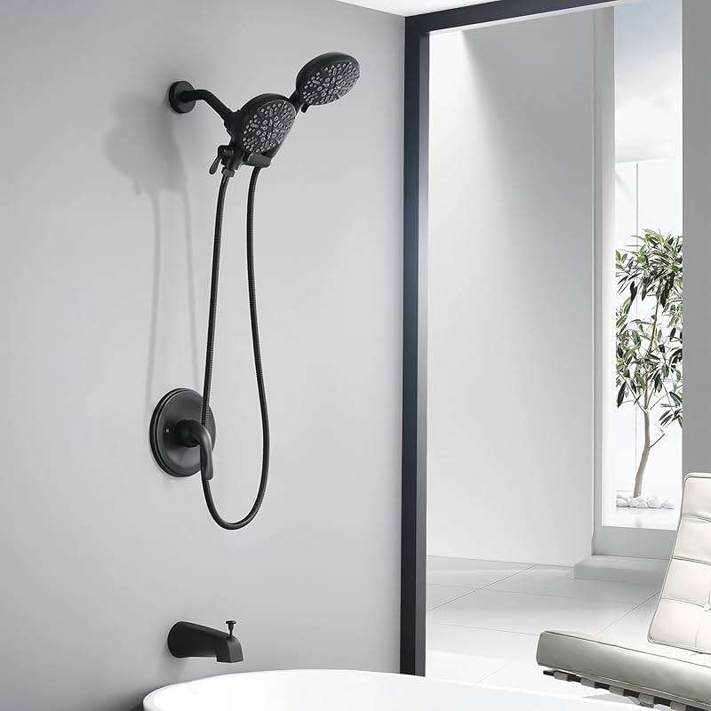 FROPO Black Shower Faucet Set with Tub Spout - Tub and Shower Faucet Combo| Dual 2 in 1 Shower System with Handheld Showerhead 3-way Water Diverter Shower Trim Kit(Pressure Balancing Valve Included) - Image 8