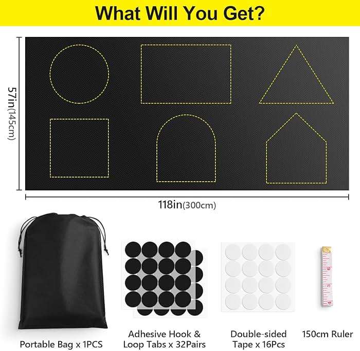 FADOTY Blackout Curtains for Bedroom, Portable 100% Black Out Window Cover Film, Cuttable Blackout Shades Fabric Sheet, No Drill Window Blinds, Sun Heat Light Blocker for Travel Media Dorm, 57'' W - Image 2