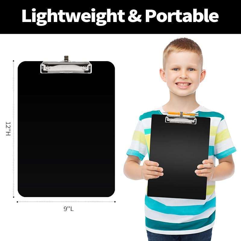 Sooez Plastic Clipboard with Pen Holder, [10% Thicker] Clip Boards 8.5x11 with Low Profile Clip, Cute Hanging Clipboard, Standard Letter Size A4 for Women Teacher, Office & School Supplies, Black - Image 2