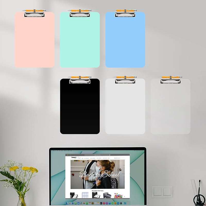Sooez Plastic Clipboard with Pen Holder, [10% Thicker] Clip Boards 8.5x11 with Low Profile Clip, Cute Hanging Clipboard, Standard Letter Size A4 for Women Teacher, Office & School Supplies, Black - Image 7