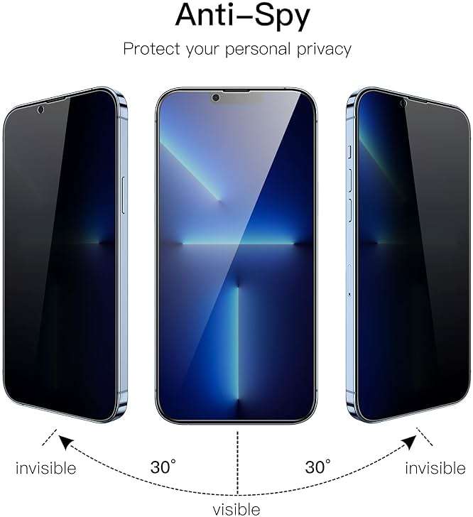 JETech Privacy Full Coverage Screen Protector for iPhone 13 Pro Max 6.7-Inch, Anti-Spy Tempered Glass Film, Edge to Edge Protection Case-Friendly, 2-Pack - Image 2