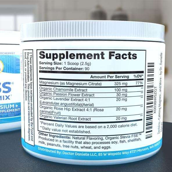 Zenbliss Calming Magnesium Drink Mix for Relaxation & Muscle Comfort – Magnesium Powder Supplement for Stress Support – By Dr. Danielle - Image 3