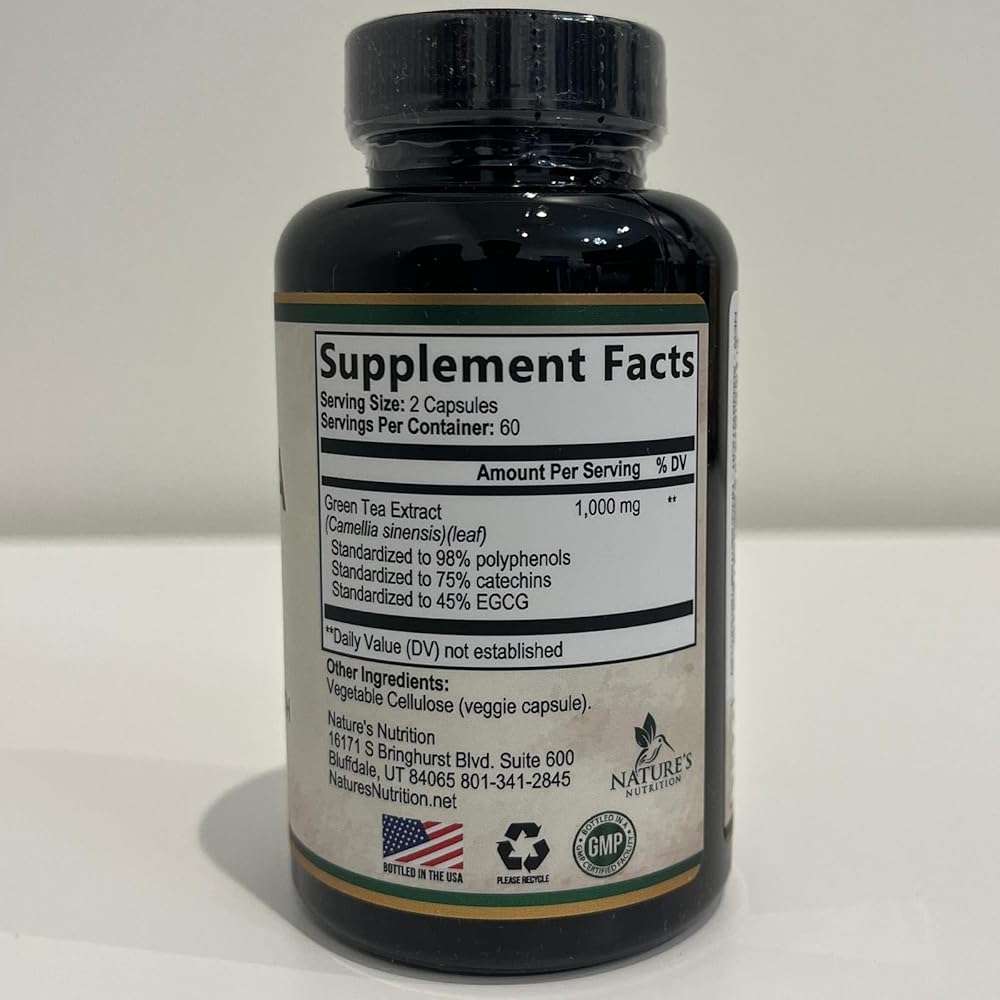 Green Tea Extract 1000mg Per Serving - Standardized 45% EGCG & 98% Polyphenols - 3X Strength Green Tea Pills for Energy, Supports Heart Health, Herbal Supplement, Vegan, Bottled in USA - 120 Capsules - Image 8