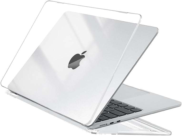 EooCoo Case Compatible with MacBook Air 13 inch M5 2026-2022 M4 M3 M2 A3449 A3240 A3113 A2681, Crystal Hard Shell Scratch Resistant Protective Cover for Mac Air 13.6 inch, Clear - Image 1