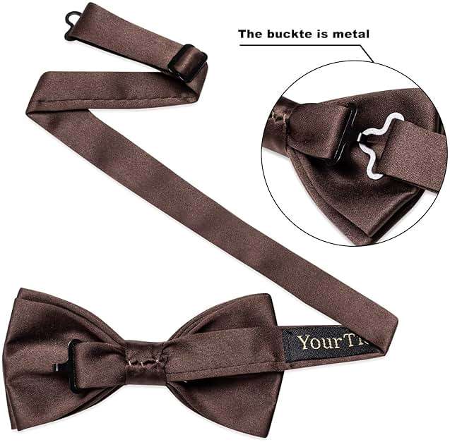 YourTies Bow Ties for Men Pretied Bowties Solid Color Satin Bow Tie Formal Business Tuxedo Wedding Party Prom - Image 3