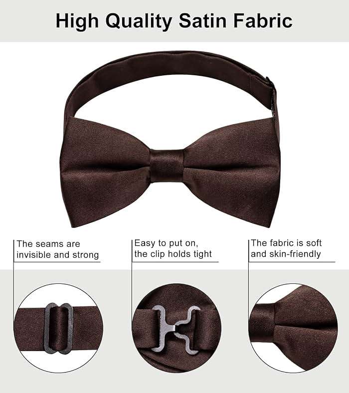 YourTies Bow Ties for Men Pretied Bowties Solid Color Satin Bow Tie Formal Business Tuxedo Wedding Party Prom - Image 4