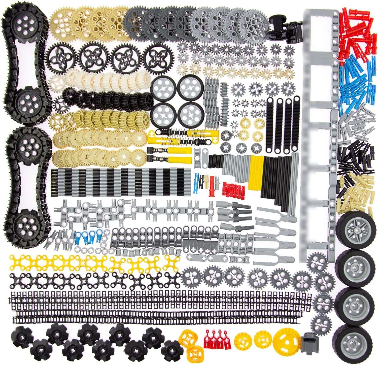 SEEMEY 844Pcs Pins-Gears-Axles Set Compatible with mainbrands-Technical-Parts, Latest differentials Chain Link Connector Joints Tank Track Car-Wheels-Tires Shock-Absorber Steering Shaft - Image 1