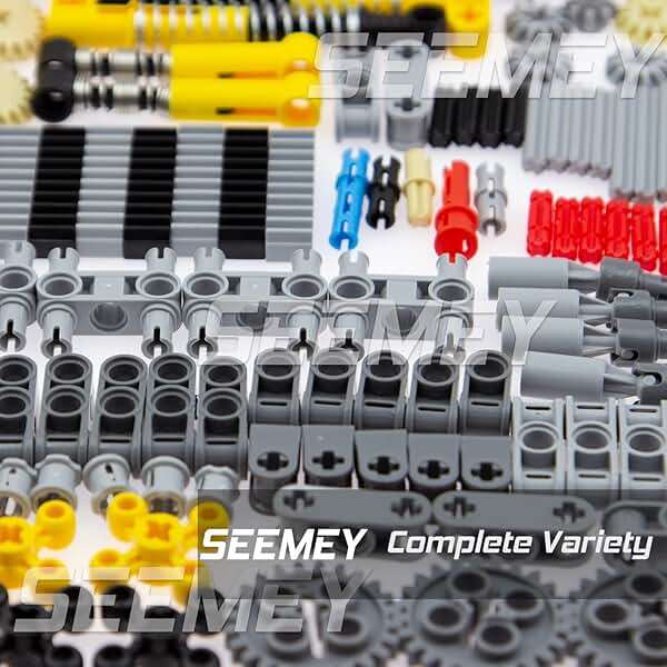 SEEMEY 844Pcs Pins-Gears-Axles Set Compatible with mainbrands-Technical-Parts, Latest differentials Chain Link Connector Joints Tank Track Car-Wheels-Tires Shock-Absorber Steering Shaft - Image 4