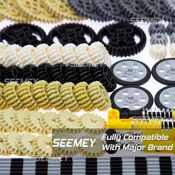 SEEMEY 844Pcs Pins-Gears-Axles Set Compatible with mainbrands-Technical-Parts, Latest differentials Chain Link Connector Joints Tank Track Car-Wheels-Tires Shock-Absorber Steering Shaft - Image 5