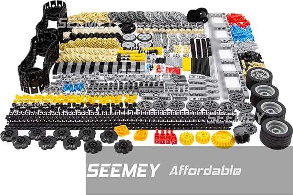SEEMEY 844Pcs Pins-Gears-Axles Set Compatible with mainbrands-Technical-Parts, Latest differentials Chain Link Connector Joints Tank Track Car-Wheels-Tires Shock-Absorber Steering Shaft - Image 7