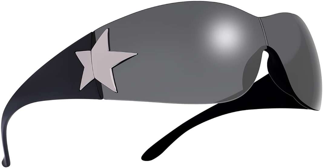 Rimless Y2K Sunglasses for Women Men,Trendy Shield Wrap Around Sunglasses Oversized Fashion Frameless Sun Glasses - Image 1