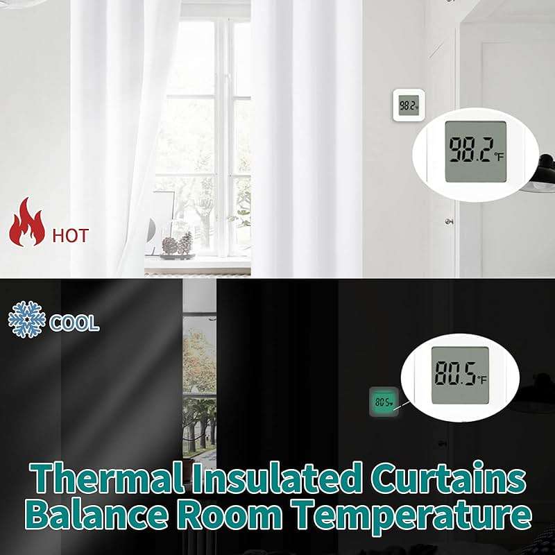BGment White Blackout Curtains for Bedroom 63 Inch Length 2 Panels Set, Thermal Insulated Bedroom Curtains Soundproof Room Darkening Window Curtain Drapes, Each Grommet Curtains 42 Inch Wide - Image 6