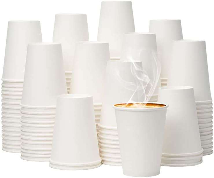 YEEHAW 12 oz 300 Pack Disposable Paper Coffee Cups, Bulk White Hot to Go Cups for Hot Coffee, Hot Liquid, Chocolate, Juice, Hot Beverage Drinkings, Ideal for Cafes, Bistros, Office and Family - Image 1