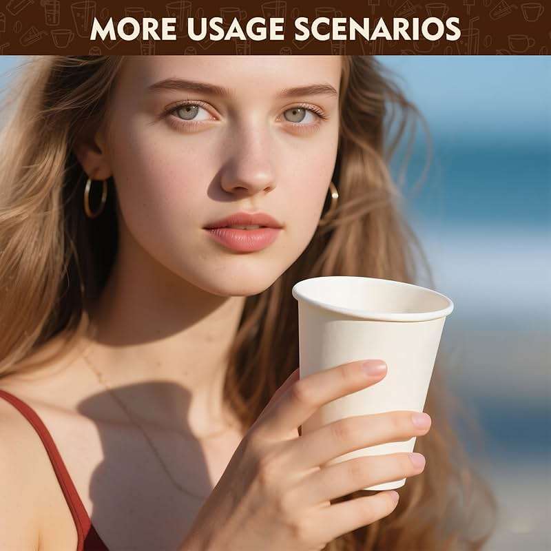 YEEHAW 12 oz 300 Pack Disposable Paper Coffee Cups, Bulk White Hot to Go Cups for Hot Coffee, Hot Liquid, Chocolate, Juice, Hot Beverage Drinkings, Ideal for Cafes, Bistros, Office and Family - Image 2