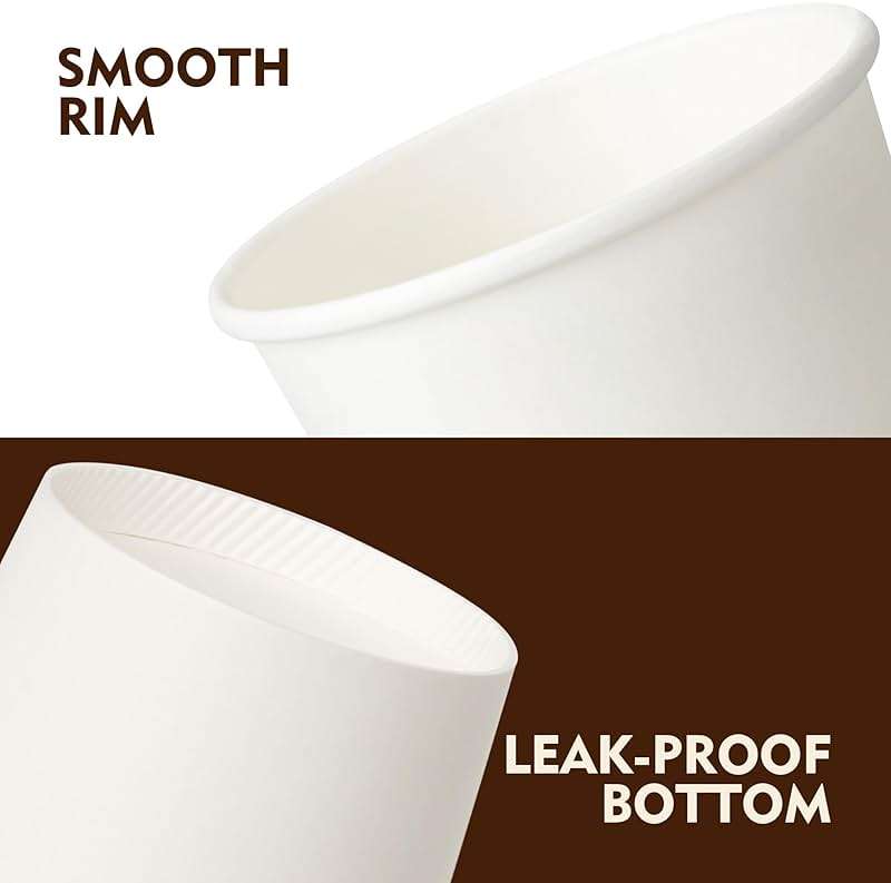YEEHAW 12 oz 300 Pack Disposable Paper Coffee Cups, Bulk White Hot to Go Cups for Hot Coffee, Hot Liquid, Chocolate, Juice, Hot Beverage Drinkings, Ideal for Cafes, Bistros, Office and Family - Image 4