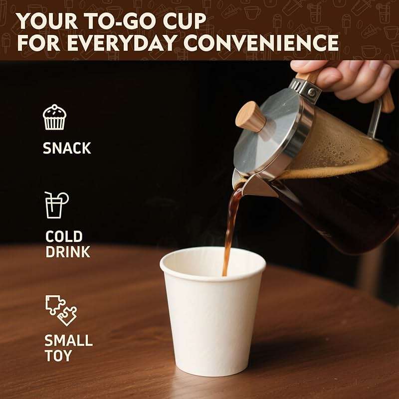 YEEHAW 12 oz 300 Pack Disposable Paper Coffee Cups, Bulk White Hot to Go Cups for Hot Coffee, Hot Liquid, Chocolate, Juice, Hot Beverage Drinkings, Ideal for Cafes, Bistros, Office and Family - Image 5