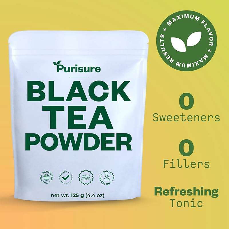 Instant Black Tea Extract Powder, Unsweetened Iced Tea Extract Powder from Real Black Tea Leaves for Hot or Cold Drinks, Instant Black Tea Mix for Beverages, Smooth Mixing, Zero Additives, Non-GMO, 125g , 250 Servings - Image 3