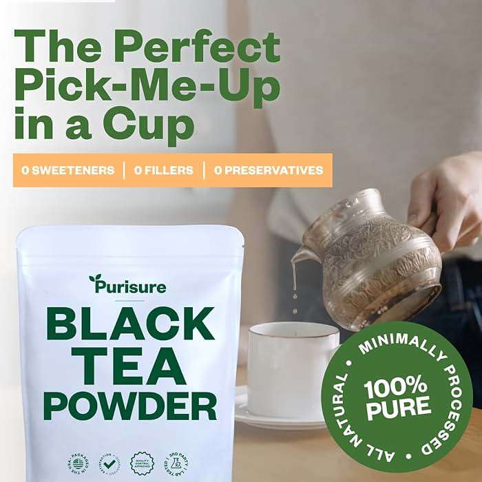 Instant Black Tea Extract Powder, Unsweetened Iced Tea Extract Powder from Real Black Tea Leaves for Hot or Cold Drinks, Instant Black Tea Mix for Beverages, Smooth Mixing, Zero Additives, Non-GMO, 125g , 250 Servings - Image 5