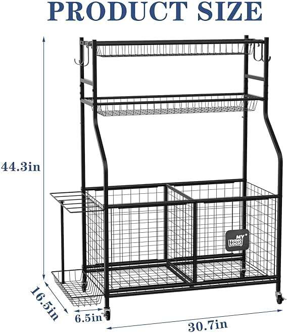 Mythinglogic Sports Equipment Garage Organizer,Garage Ball Storage for Sports Gear and Toys, Rolling Ball Cart with Wheels for Indoor/Outdoor Use - Image 5