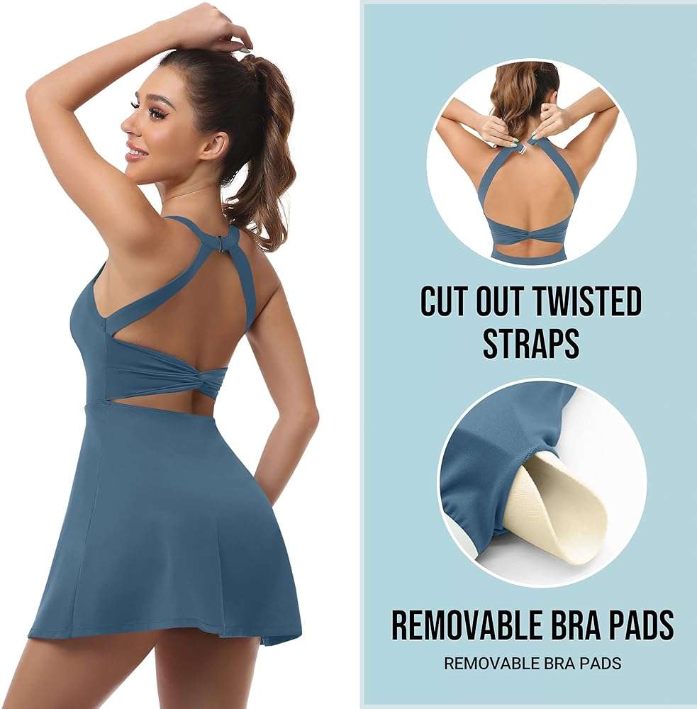 JAFINSY Womens Workout Tennis Dress with Built in Shorts and Bra Athletic Golf Activewear for Exercise - Image 4
