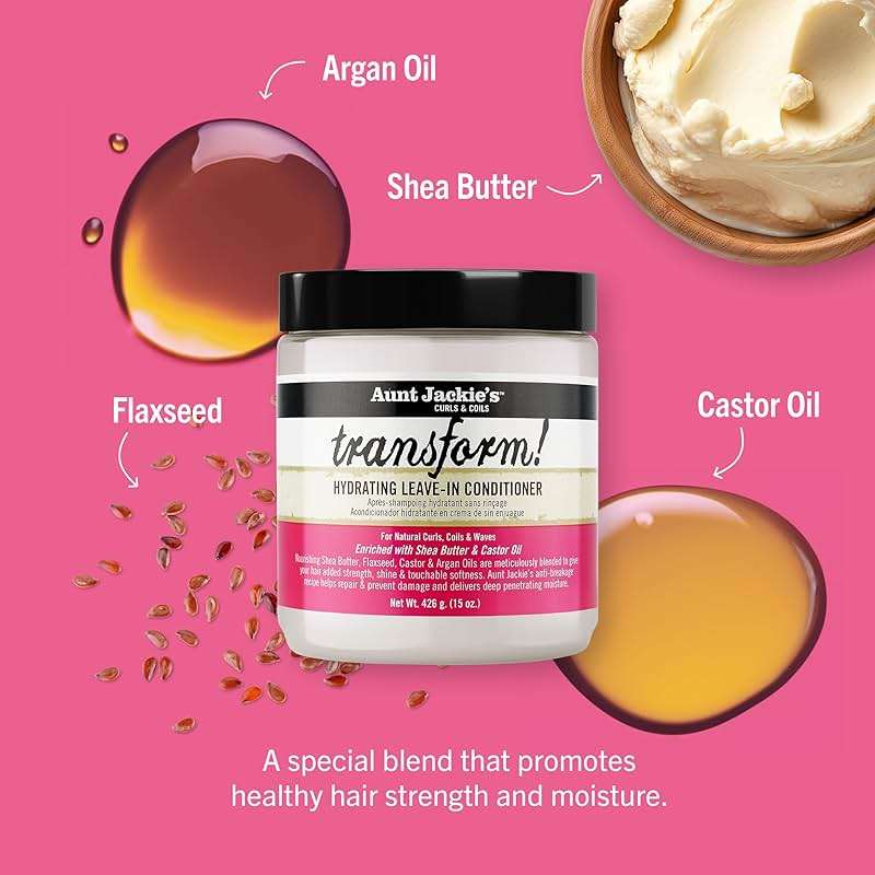 Aunt Jackie's Curls and Coils Transform Hydrating Leave-In Creme Conditioner for All Hair Types and Textures, 15 oz - Image 2