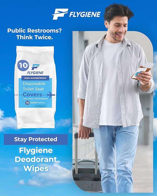 Flygiene Disposable Toilet Seat Covers for Travel – Waterproof, Tear-Resistant XL Toilet Liners with 2 Layers of Protection – Individually Wrapped Travel Size Toiletries - 10 Count (1 Pack of 10) - Image 2