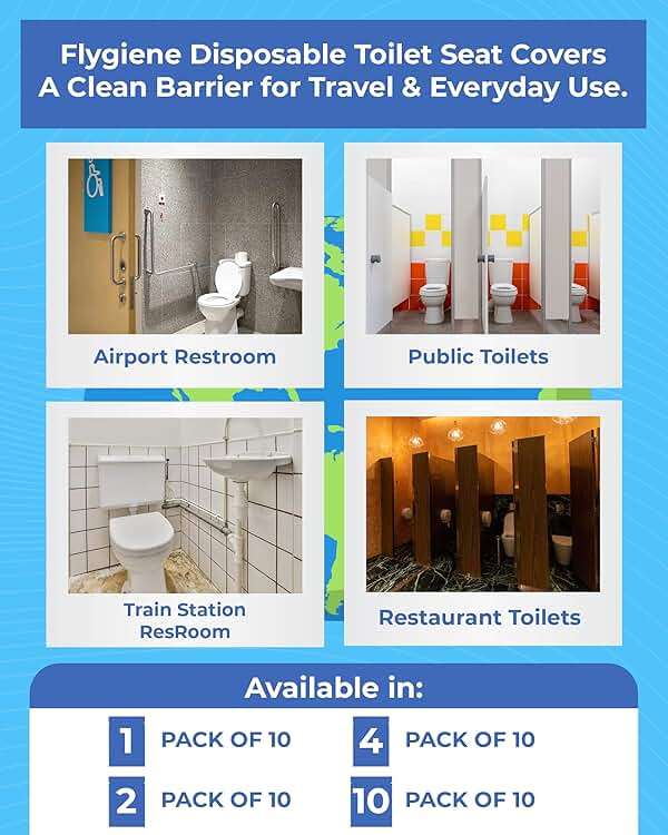 Flygiene Disposable Toilet Seat Covers for Travel – Waterproof, Tear-Resistant XL Toilet Liners with 2 Layers of Protection – Individually Wrapped Travel Size Toiletries - 10 Count (1 Pack of 10) - Image 5