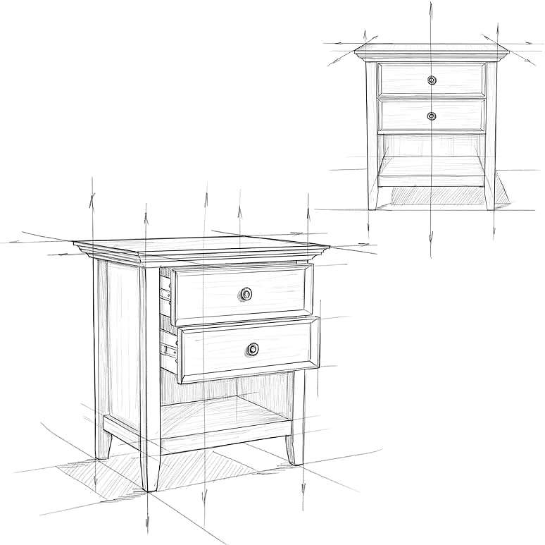 SIMPLIHOME Amherst Bedside Table - 24 inch Wide Solid Wood Nightstand Table in Black, Transitional Bedroom Side or End Table with 2 Drawers, Open Storage Shelf and Bronze Hardware - Image 12