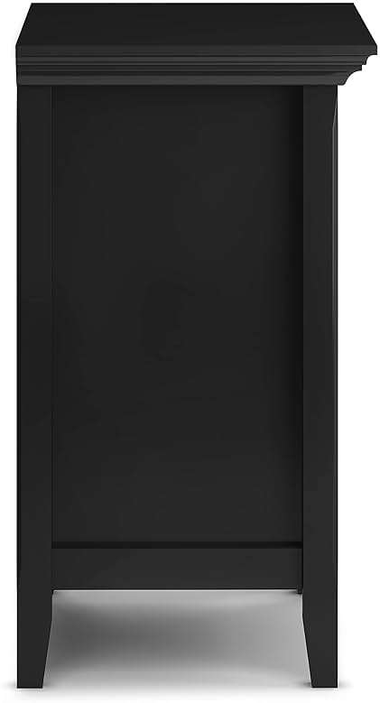 SIMPLIHOME Amherst Bedside Table - 24 inch Wide Solid Wood Nightstand Table in Black, Transitional Bedroom Side or End Table with 2 Drawers, Open Storage Shelf and Bronze Hardware - Image 7