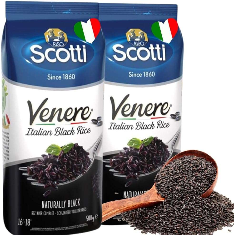 Riso Scotti - Black Grain Rice, Venere, 1.1 lbs (2 Pack x 500g) | Italian Black Rice, Wild Ancient Whole Grain Rice with Premium Quality for Risottos & Salads, Purple Rice, Product of Italy - Image 1