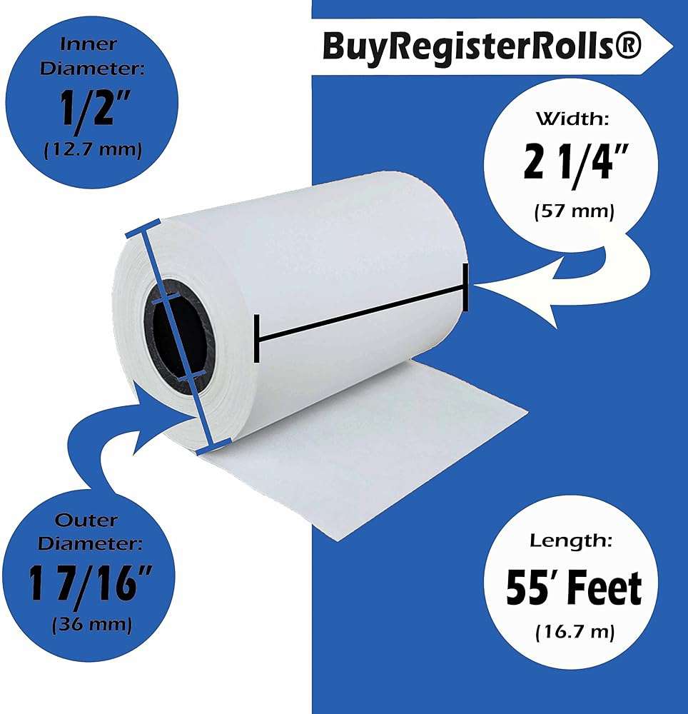 Clover Flex Receipt Paper 2 1/4 x 55 (10 rolls - 55 GSM) Thermal Paper from BuyRegisterRolls - Image 2