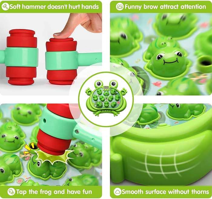 HopeRock Toys for 2 3 4 5 Year Old Boy,Toddler Toys Age 2-4, Whack A Frog Game,with 5 Modes,45 Levels,9 Music Spray and Light-up, Baby Toy Gifts for Early Learning, Birthday Gift for Toddler Boy Toys - Image 6
