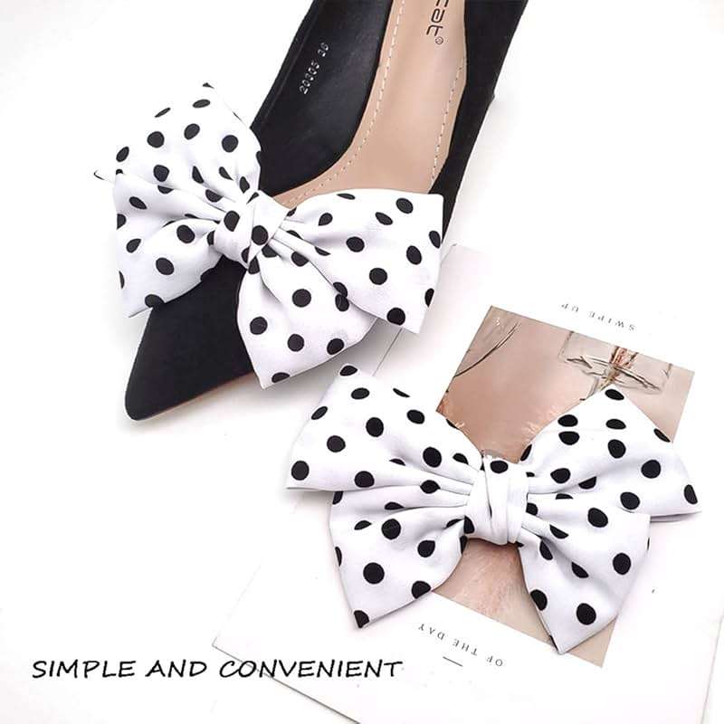 Satin Bow Shoe Clips Solid Color Dots Shoe Clips Elegant Wedding Party Shoes Decoration Bag Clothing Hair Accessories 2 Pcs - Image 5