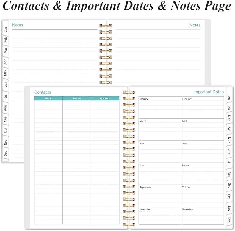 2026 Planner - A5 Weekly & Monthly Planner Spiral Bound, January 2026 - December 2026, with Flexible Cover, Tabs, Inner Pocket, 6.4" x 8.5", Rose Leaf - Image 7