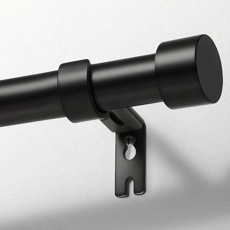 Zeerobee Curtain Rods for Windows 48 to 84, Black Curtain Rod, Adjustable 1 Inch Heavy Duty Outdoor/Indoor Modern Drapery Pole, 32"-86" - Image 1