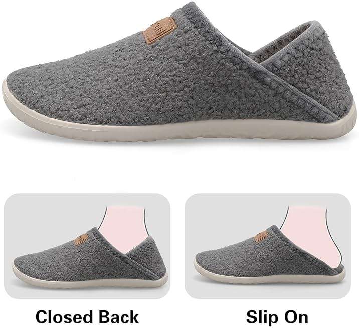 Spesoul Fuzzy House Slippers for Women Men Indoor Closed Back Lightweight Cozy Faux Furry Lining Barefoot House Shoes Slipper Socks for Bedroom Home Office Yoga Outdoor Walking Shoes - Image 2