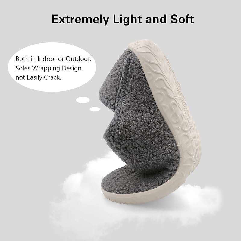 Spesoul Fuzzy House Slippers for Women Men Indoor Closed Back Lightweight Cozy Faux Furry Lining Barefoot House Shoes Slipper Socks for Bedroom Home Office Yoga Outdoor Walking Shoes - Image 3