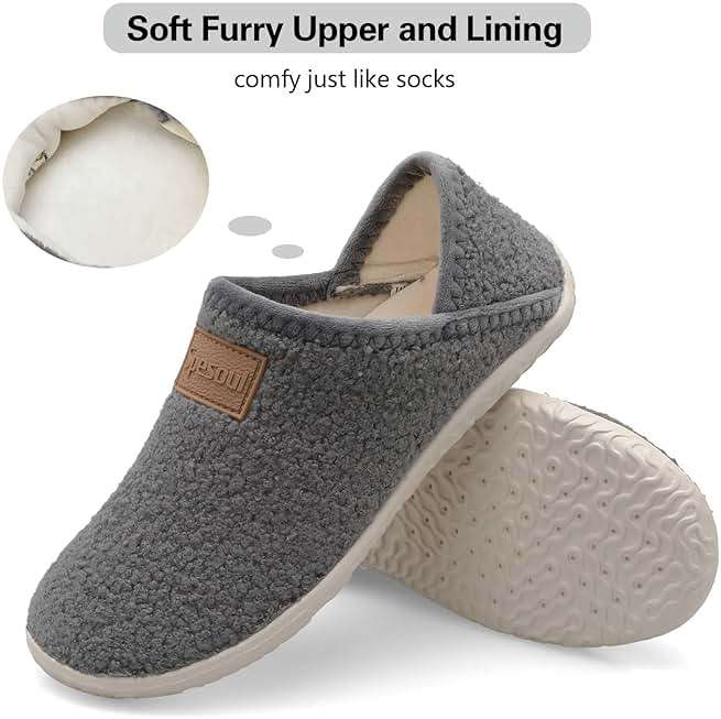 Spesoul Fuzzy House Slippers for Women Men Indoor Closed Back Lightweight Cozy Faux Furry Lining Barefoot House Shoes Slipper Socks for Bedroom Home Office Yoga Outdoor Walking Shoes - Image 4