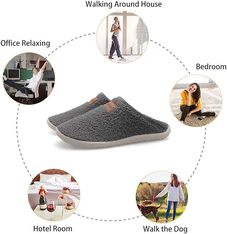 Spesoul Fuzzy House Slippers for Women Men Indoor Closed Back Lightweight Cozy Faux Furry Lining Barefoot House Shoes Slipper Socks for Bedroom Home Office Yoga Outdoor Walking Shoes - Image 5