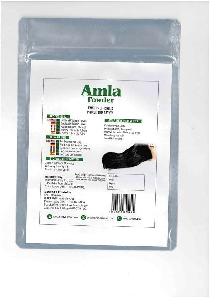 SVATV Amla Powder, Emblica Officinalis, Amalaki, Indian Gooseberry, 227g, 8 Ounce - Promotes Hair Growth, Strong & Long Hairs - Image 2