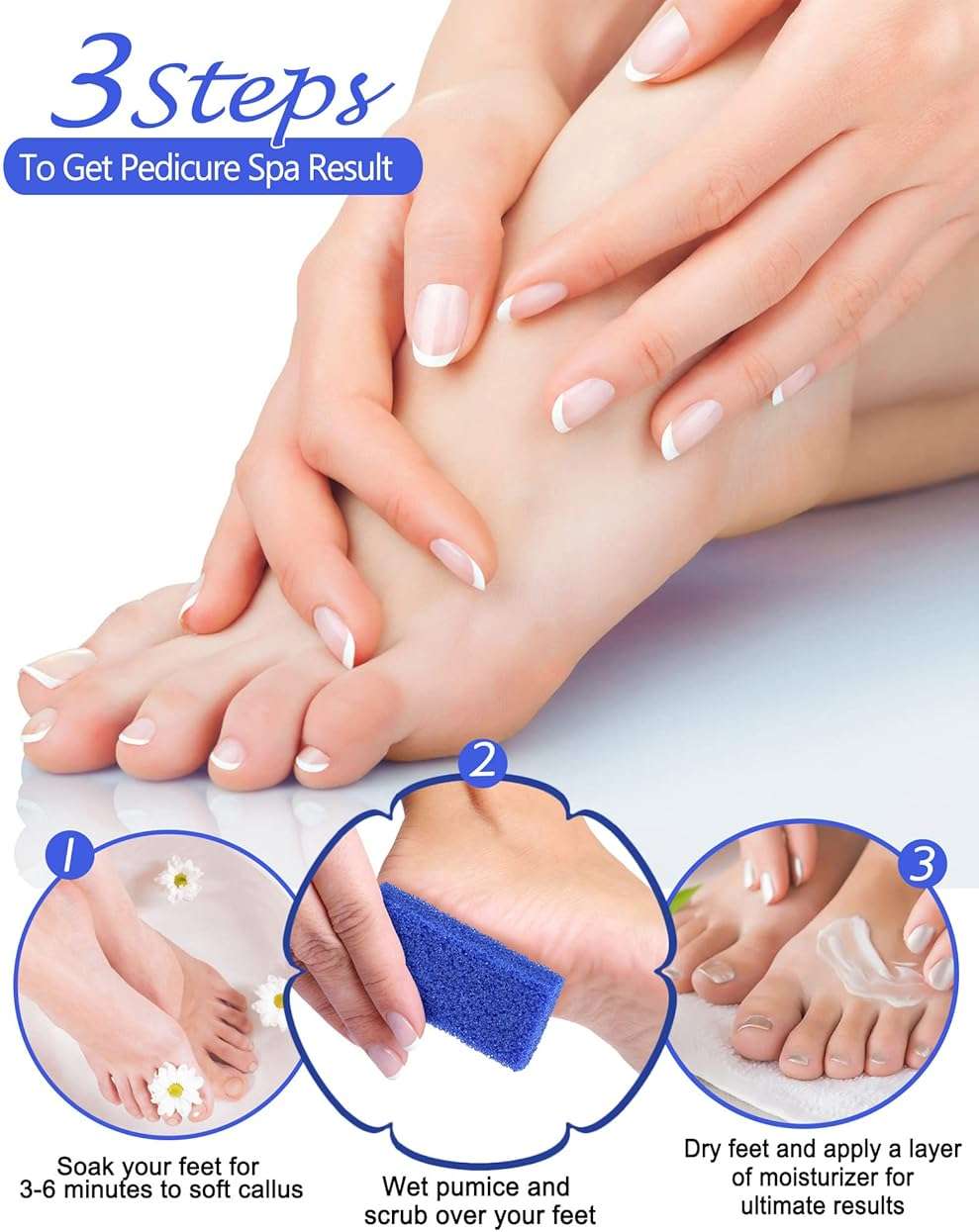 Maryton Disposable Foot Scrubber Pumice Pads, Pedicure Pumice Stone Dead Skin Callus Remover for Feet, 40Pcs (Dark Blue Coarse) - Image 5