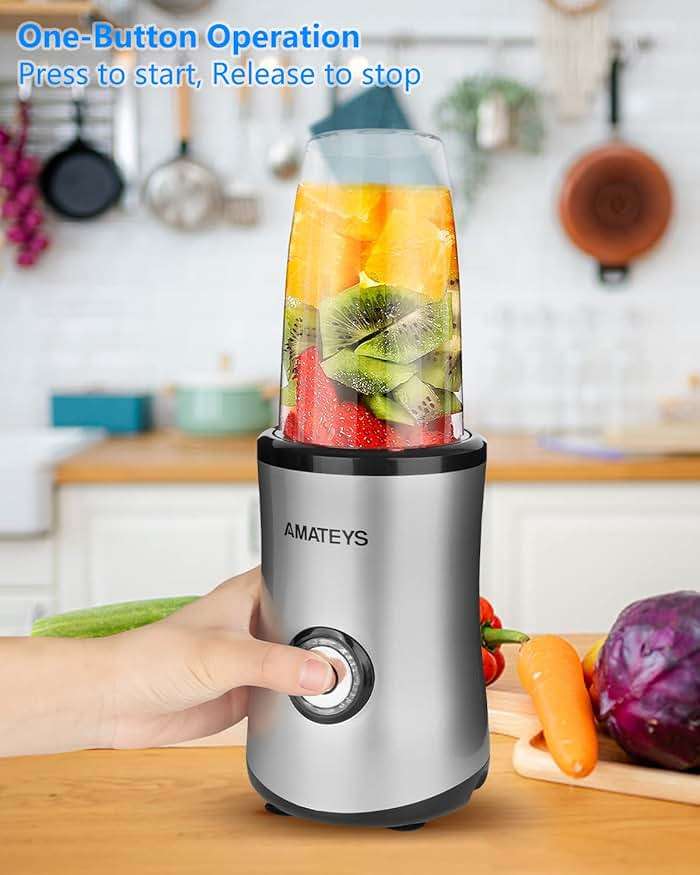 Amateys Personal Blender with Button,350W Professional Kitchen Blender for Smoothies and Shakes,Portable Smoothie Maker Mixer,Easy Cleaning&Operation,Suitable for Carrying or Storage - Image 2