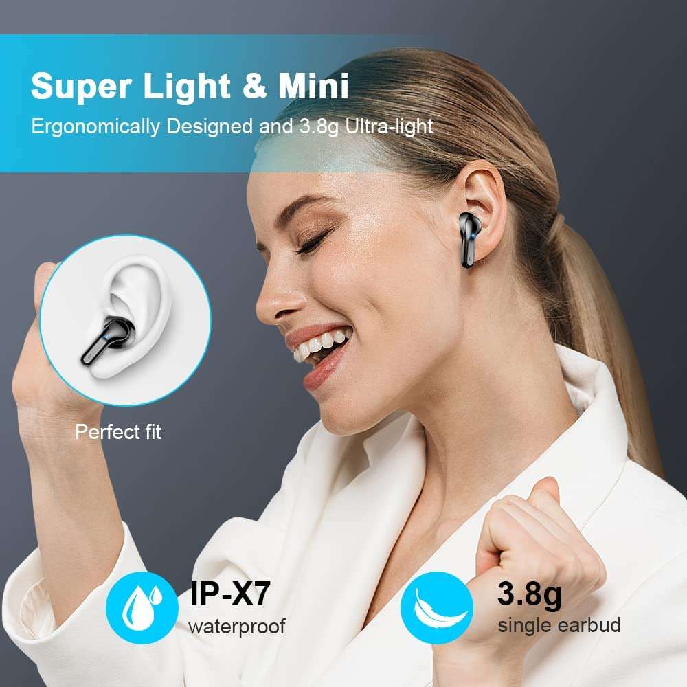 Wireless Earbuds, 2026 Bluetooth 5.4 Headphones NEW Ear Buds 40H Bass Stereo in-Ear Earphones ENC Noise Cancelling Earbuds with 4 HD Mic, USB-C LED Display IP7 Waterproof Sport Headset for Android iOS - Image 5