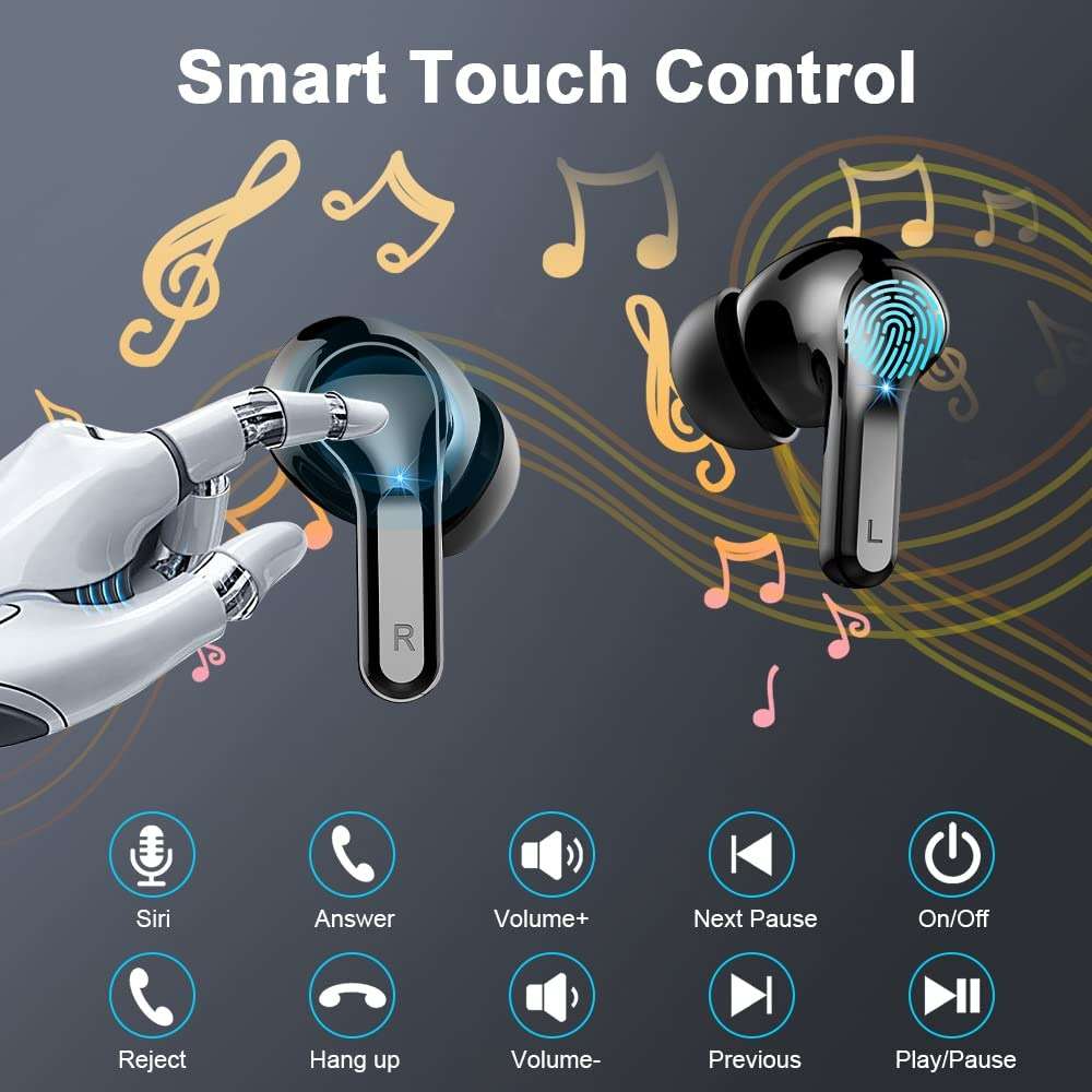 Wireless Earbuds, 2026 Bluetooth 5.4 Headphones NEW Ear Buds 40H Bass Stereo in-Ear Earphones ENC Noise Cancelling Earbuds with 4 HD Mic, USB-C LED Display IP7 Waterproof Sport Headset for Android iOS - Image 7