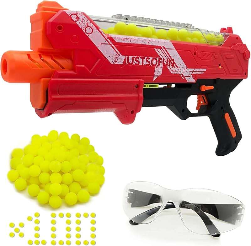 Blaster Gun with Protective Goggles and 100 Rounds for Up to 110 FPS Compatible with Nerf Hyper Rounds Darts, Easy Reload, Holds Up to 50 Rounds (RED) - Image 1