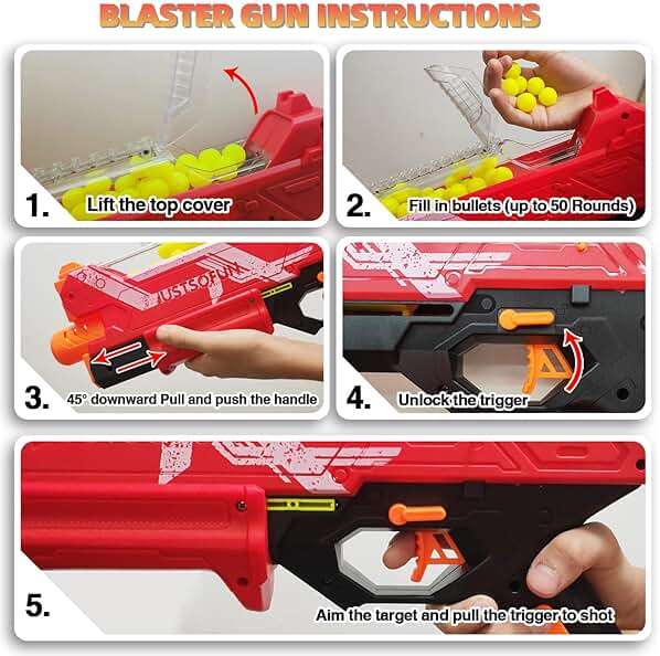 Blaster Gun with Protective Goggles and 100 Rounds for Up to 110 FPS Compatible with Nerf Hyper Rounds Darts, Easy Reload, Holds Up to 50 Rounds (RED) - Image 4