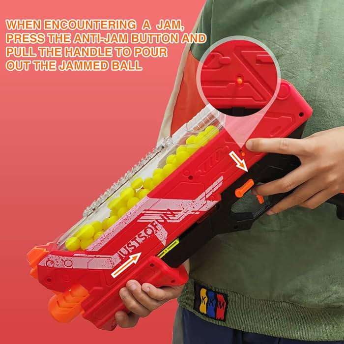 Blaster Gun with Protective Goggles and 100 Rounds for Up to 110 FPS Compatible with Nerf Hyper Rounds Darts, Easy Reload, Holds Up to 50 Rounds (RED) - Image 5